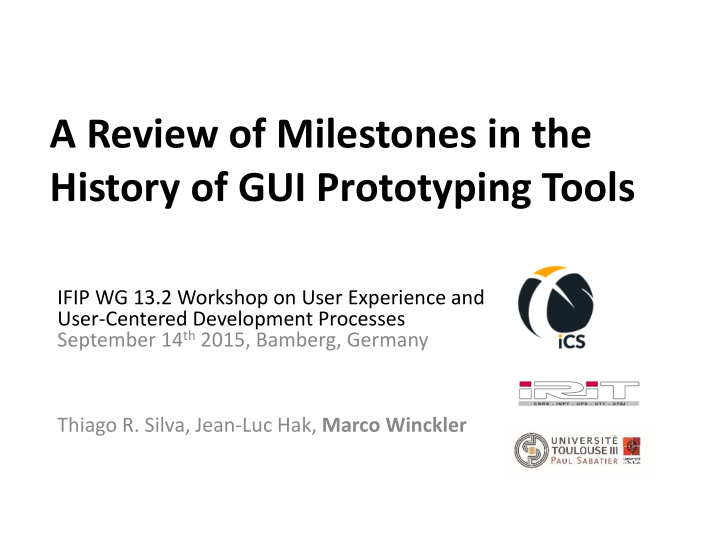 a review of milestones in the history of gui prototyping