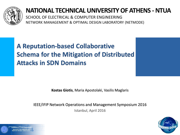 attacks in sdn domains kostas giotis maria apostolaki