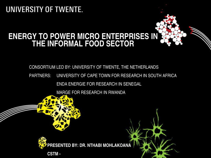energy to power micro enterprises in the informal food