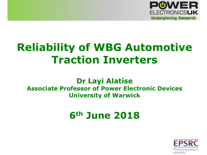 reliability of wbg automotive traction inverters