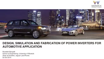 AUTOMOTIVE APPLICATION  Roozbeh Bonyadi  School of Engineering, University of Warwick  (Now at