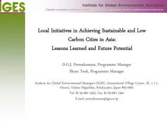 Local  al In  Initiat  itiatives  ives in  n Ac  Achie  ieving  ving Sus  ustainable  ainable and