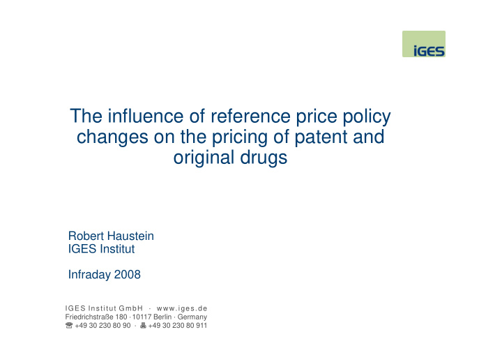 the influence of reference price policy changes on the