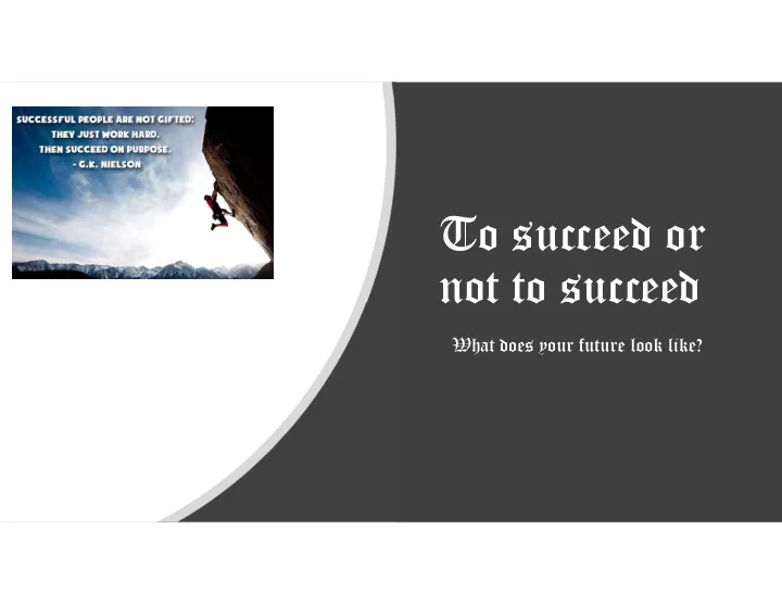 to succeed or not to succeed