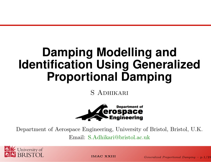 damping modelling and identification using generalized