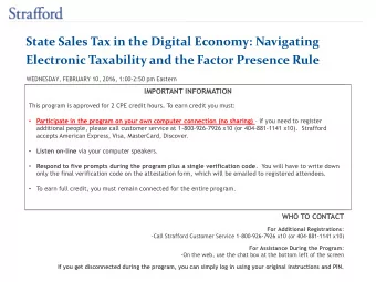 State Sales Tax in the Digital Economy: Navigating  Electronic Taxability and the Factor Presence