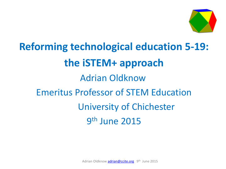 reforming technological education 5 19 the istem approach
