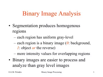 Binary Image Analysis   Segmentation produces homogenous  regions   each region has uniform