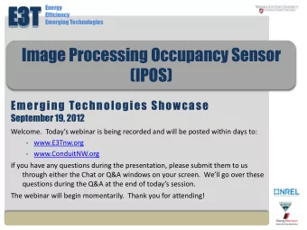 E3T  E3  Energy  Efficiency  Emerging Technologies  Image Processing Occupancy Sensor  (IPOS)