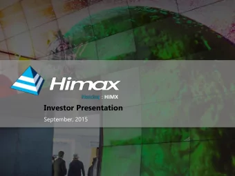 Investor Presentation  September, 2015  Forward looking statements  Factors that could cause actual