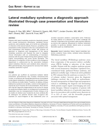 Lateral medullary syndrome: a diagnostic approach  illustrated through case presentation and