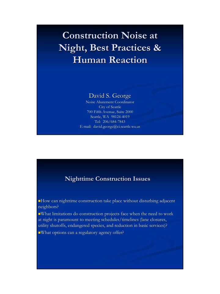 construction noise at construction noise at night best