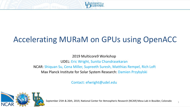 accelerating muram on gpus using openacc