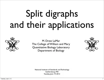 Split digraphs  and their applications  M. Drew LaMar  The College of William and Mary