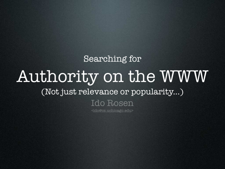 searching for authority on the