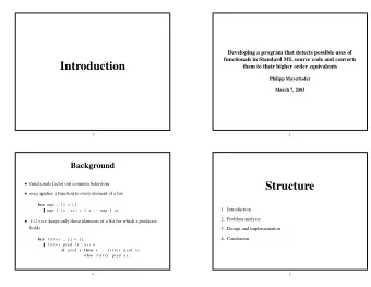 Introduction  them to their higher order equivalents  Philipp Mayerhofer  March 7, 2003  3  1