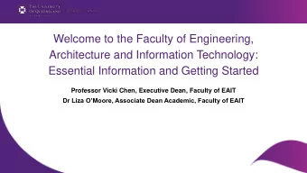 Welcome to the Faculty of Engineering,  Architecture and Information Technology:  Essential