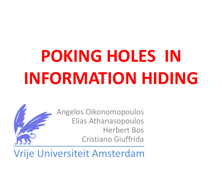 poking holes in information hiding