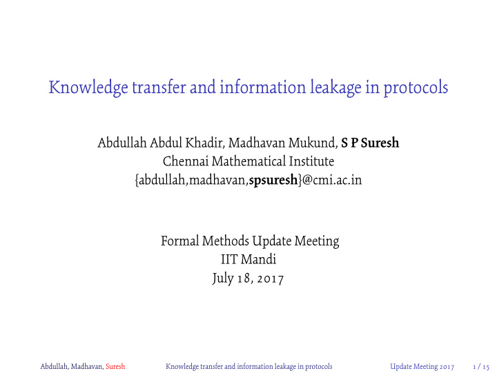 knowledge transfer and information leakage in protocols