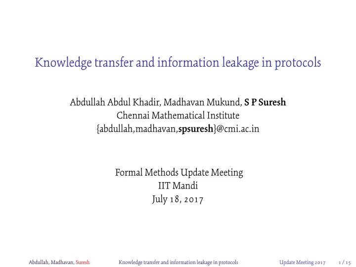 knowledge transfer and information leakage in protocols