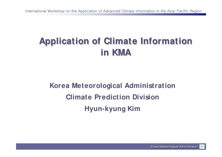 application of climate information application of climate