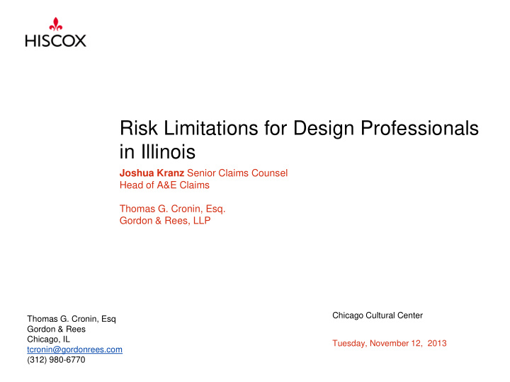 risk limitations for design professionals in illinois