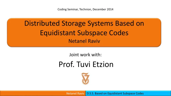prof tuvi etzion