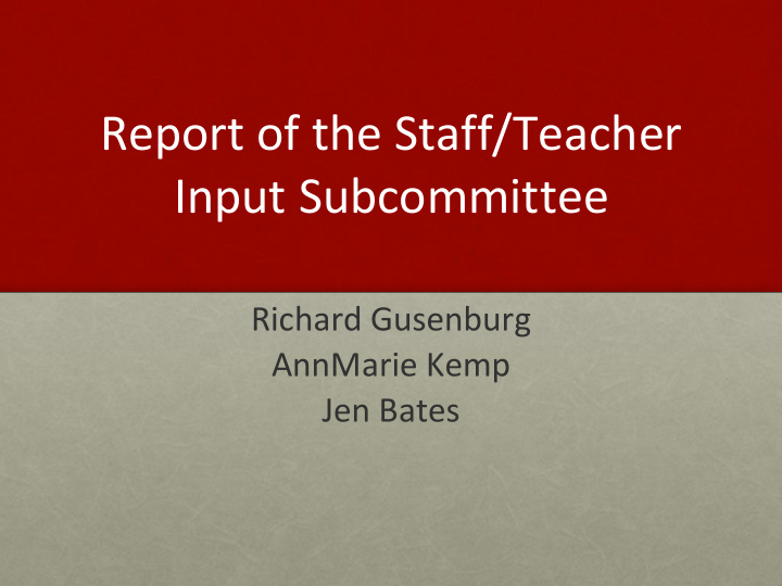 input subcommittee