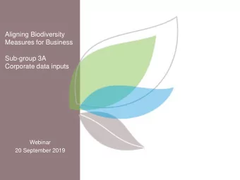 Measures for Business  Sub-group 3A  Corporate data inputs  Webinar  20 September 2019  Agenda