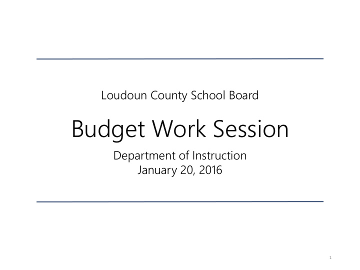 budget work session
