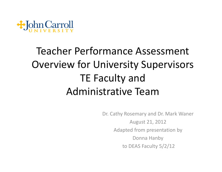 teacher performance assessment overview for university