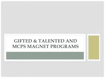 MCPS MAGNET PROGRAMS  OUTCOMES:  Understand the Student Instructional Program  Planning and
