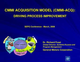CMMI ACQUISITION MODEL (CMMI-  -ACQ):  ACQ):  CMMI ACQUISITION MODEL (CMMI  DRIVING PROCESS