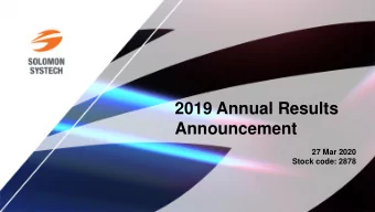 Announcement  27 Mar 2020  Stock code: 2878  DISCLAIMER  This presentation does not constitute an