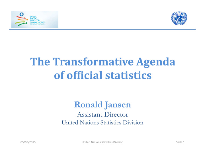 the transformative agenda of official statistics