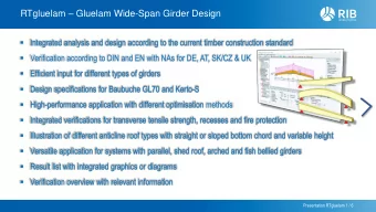 RTgluelam  Gluelam Wide-Span Girder Design  Integrated analysis and design according to the