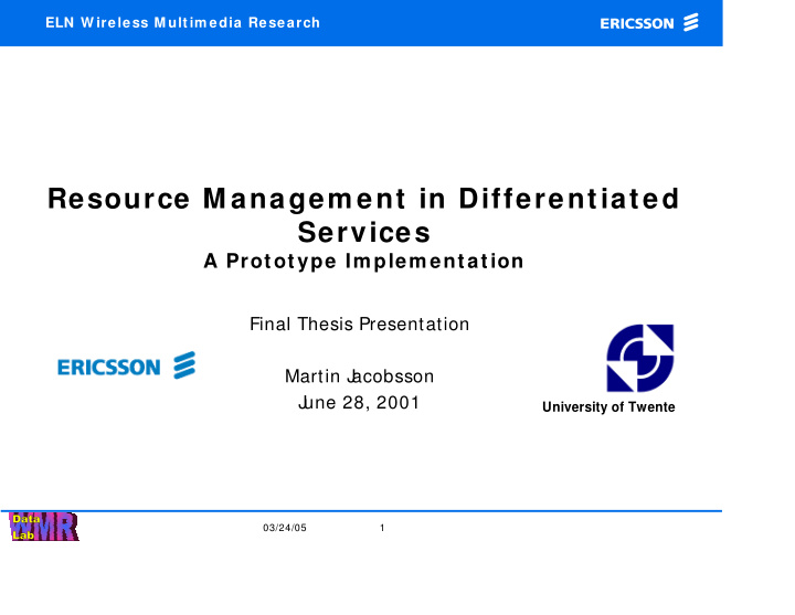 resource m anagement in differentiated services