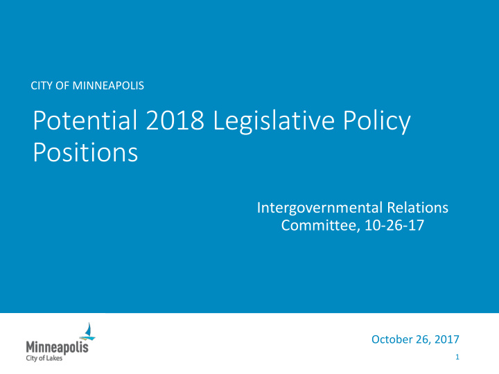 potential 2018 legislative policy positions