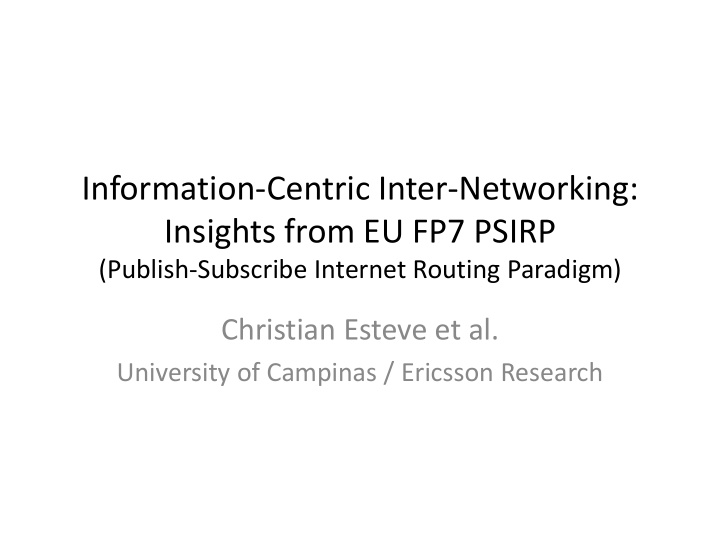 information centric inter networking