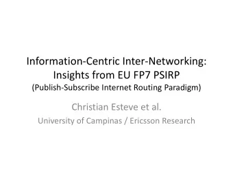 Information-Centric Inter-Networking:  Insights from EU FP7 PSIRP  (Publish-Subscribe Internet