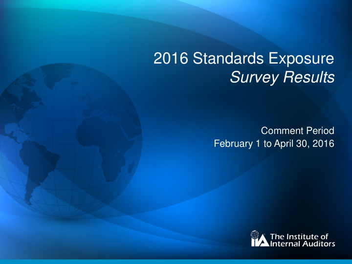 2016 standards exposure survey results