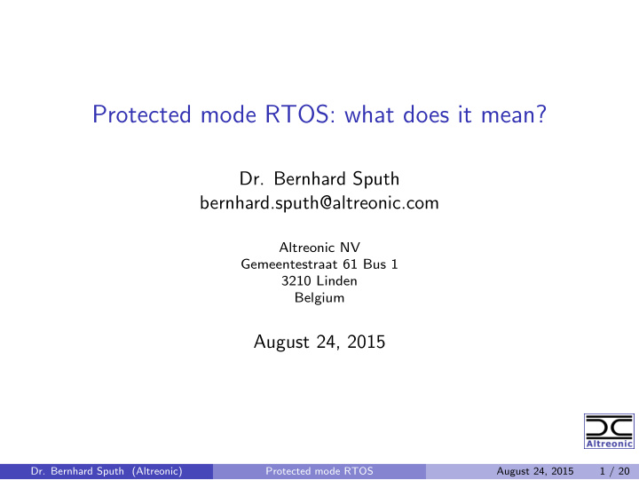 protected mode rtos what does it mean