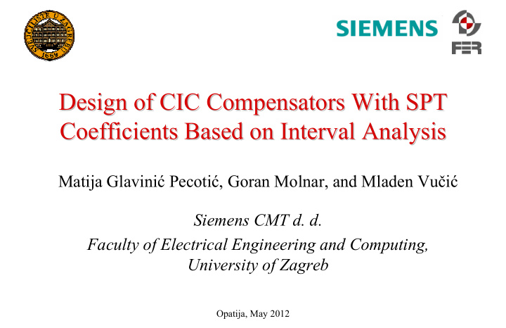 design of cic of cic compensators compensators with with
