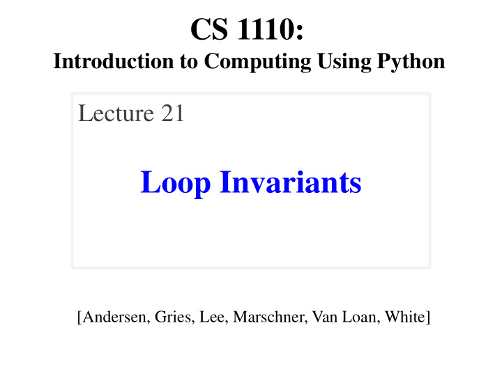 loop invariants