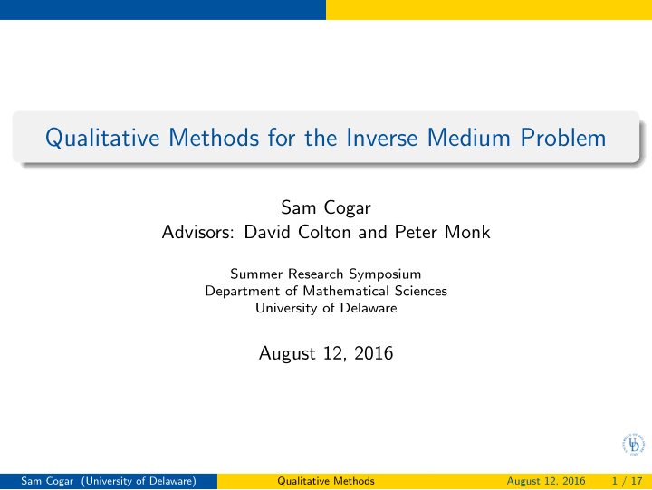 qualitative methods for the inverse medium problem