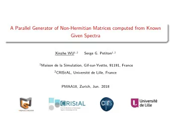 A Parallel Generator of Non-Hermitian Matrices computed from Known  Given Spectra Xinzhe WU 1 , 2
