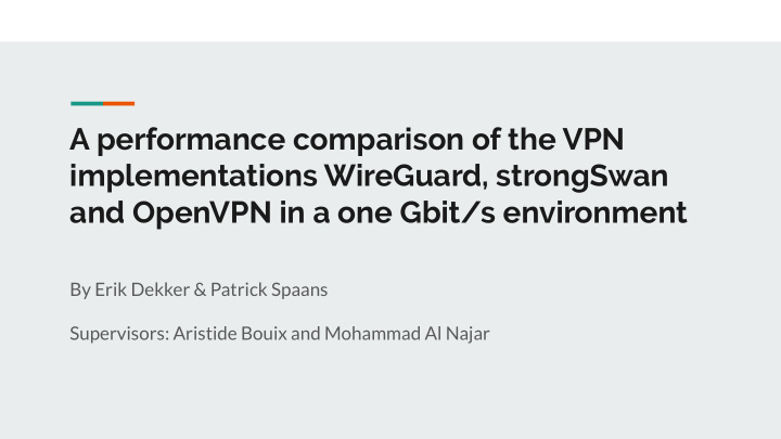 a performance comparison of the vpn implementations