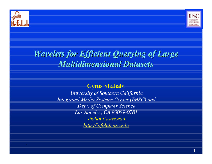 wavelets for efficient querying of large wavelets for