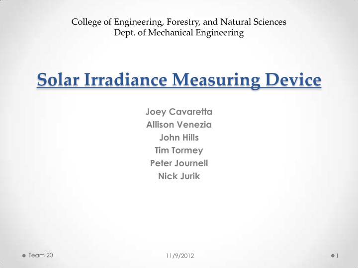 solar irradiance measuring device