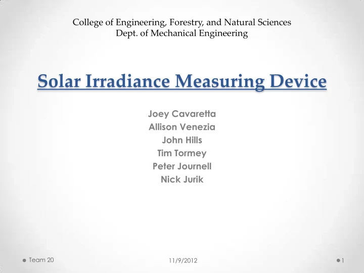 solar irradiance measuring device